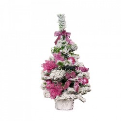 Brad artificial in ghiveci cu decoratiuni, 60 cm, BL1022