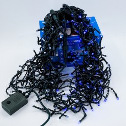 Perdea luminoasa, Franjuri, 5 m, Alb Rece - Albastru, BL360G-WB