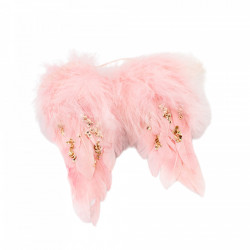 Decoratiune brad Aripi de Inger, culoare roz cu auriu, dimensiune: 13x3x7cm, MI-559