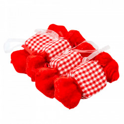 Decoratiune brad in forma de bomboane, culoare alb cu rosu, dimensiune: 14.5x3x6 cm, 4 buc/set MI-624
