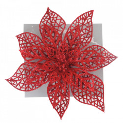 Decoratiune brad in forma de floare, culoare rosu, dimensiune 20*20cm, BL-6012R