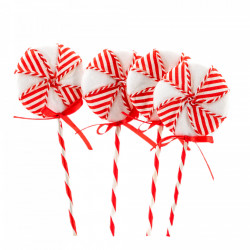 Decoratiune brad in forma de Lollipop, culoare alb cu rosu, dimensiune: 8.5x1.5x24 cm, 4 buc/set MI-614