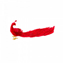 Decoratiune brad in forma de Paun, culoare alb, dimensiune: 14x40x18 cm, MI-683