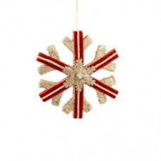 Decoratiune Craciun- Fulg de nea, rosu cu auriu. Dimensiuni :25*25*5cm-HB-145