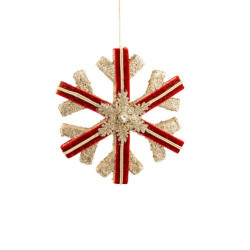 Decoratiune Craciun- Fulg de nea, rosu cu auriu. Dimensiuni :25*25*5cm-HB-145