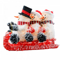 Decoratiune Craciun pe cadru de sarma cu material textil si leduri, dimensiune 75x37x56cm, 60 led-uri, lumina calda, cu jocuri de lumini, alimentare la priza, MI-707