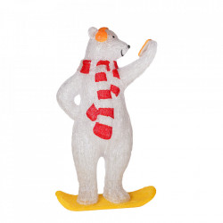 Decoratiune de esterior cu lumini Urs Polar Selfie din acril, 228 Led-uri multicolore,dimensiune produs 120cm,8 jocuri de lumini, cablu de alimentare 3m, HB-201-RGB