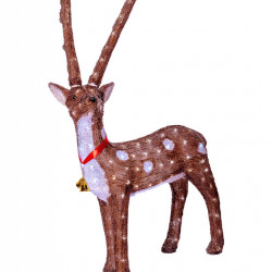 Decoratiune de exterior cu lumini, Ren din acril, culoare maro, 144 Led-uri, dimensiune produs 100cm, 8 jocuri de lumini , cablu de alimentare 3m