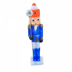 Decoratiune de exterior cu lumini, Spargator de nuci, din acril, dimensiune 14x12x63 cm, 8 jocuri de lumini, 60 led-uri, lumina rece, cablu de alimentare 3m, IP44, MI-1040