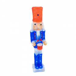 Decoratiune de exterior cu lumini, Spargator de nuci, din acril, dimensiune 14x12x63 cm, 8 jocuri de lumini, 60 led-uri, lumina rece, cablu de alimentare 3m, IP44, MI-1044