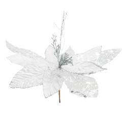 Decoratiune pentru brad in forma de floare, culoare argintiu, dimensiune 25.5 cm, MI-1078