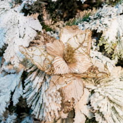 Decoratiune pentru brad in forma de floare, culoare auriu, dimensiune 25 cm, MI-1059