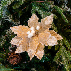 Decoratiune pentru brad in forma de floare, culoare crem, dimensiune 28x35cm, HB-546
