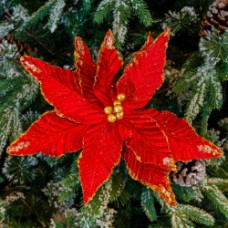 Decoratiune pentru brad in forma de floare, culoare rosu, dimensiune 30x40cm, HB-543