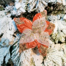 Decoratiune pentru brad in forma de floare, culoare roz, dimensiune 28 cm, MI-1070