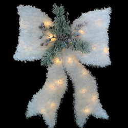 Funda decorativa pe cadru metalic, cu beteala alba, 35 led-uri cu lumina calde + transformator, 60cm, TP-20