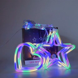 Instalatie in forma de Inimioare cu Stelute , BL-382-M, Lumina Multicolor