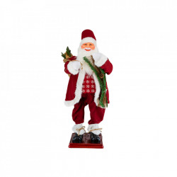 Mos Craciun muzical cu miscare lenta, cuoare rosu, dimensiune 130 cm, alimentare la priza HB-1001-130