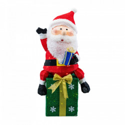 Mos Craciun pe cadru de sarma cu material textil si leduri, dimensiune 40x25x85 cm, 50 led-uri lumina calda,cu jocuri de lumini, alimentare la priza, MI-705