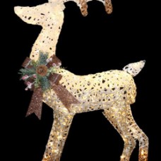 Ren pe cadru metalic cu tesatura din ratan, 120cm 100 led-uri lumini albe calde + transformator, TP-15