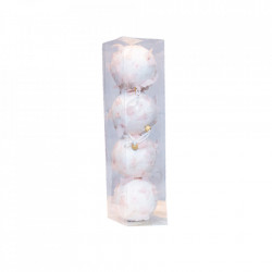 Set 4 globuri din polistiren, culoare roz, diametru 10cm, BL-6001PK