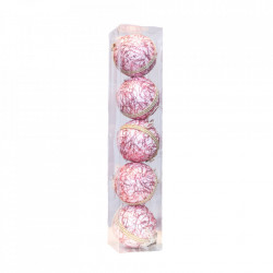 Set 5 globuri din polistiren, culoare roz, diametru 10cm, BL-6020PK